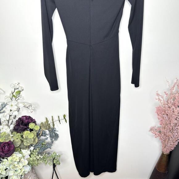 NICHOLAS Nadia Bandeau Halter Ruched Maxi Dress Black Sz 2 $495 {3J16} - Picture 5 of 8